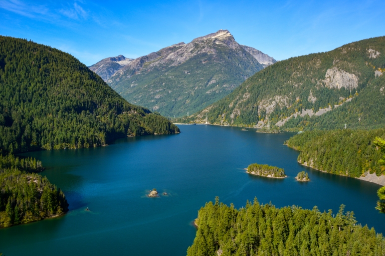 Diablo Lake in the morning from the overlook